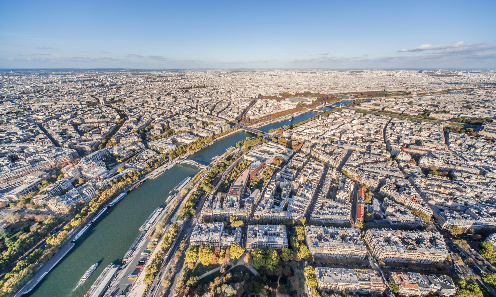 Panorama de la ville de paris et seine vue de la tour effeil